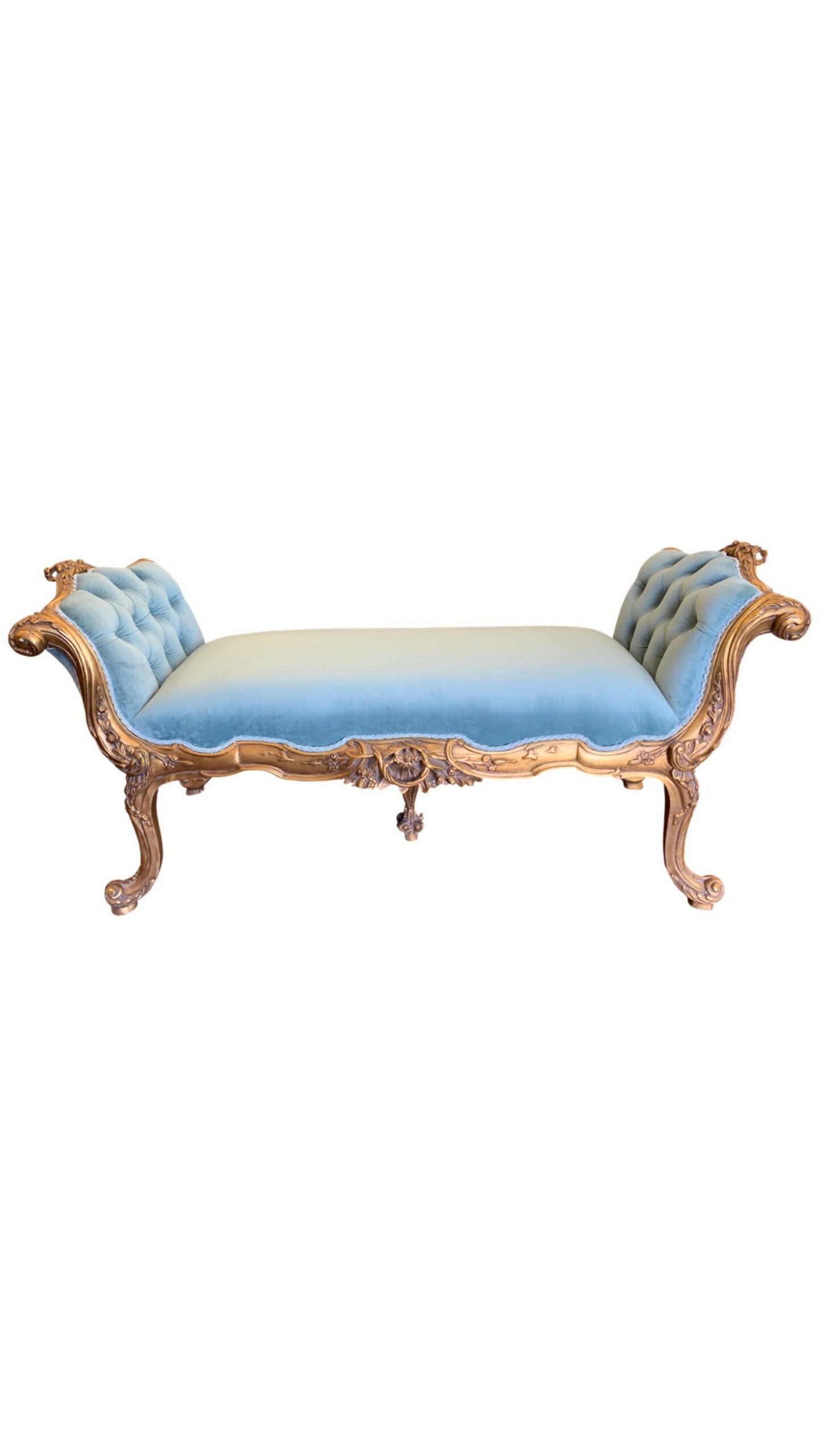 French Louis XV style Settee with ornate hand carvings and tufted seat - Image 4