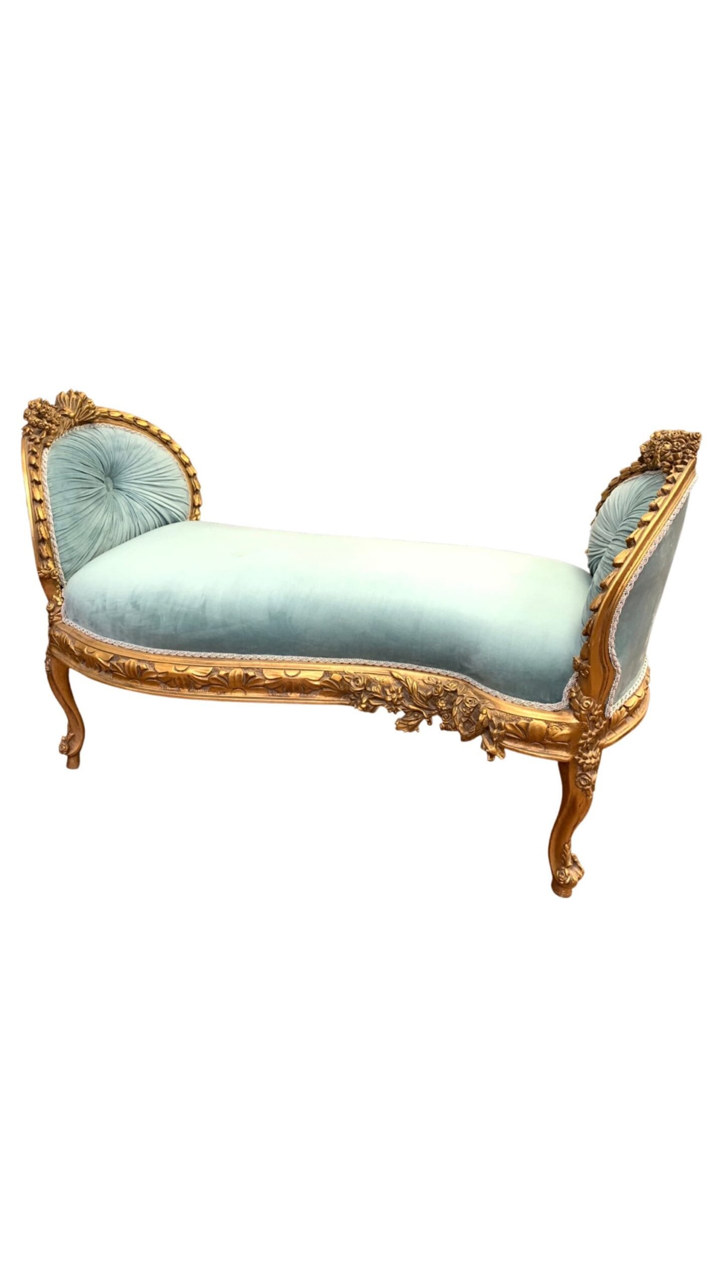 Louis XV French style bench in gold leaf - Image 2