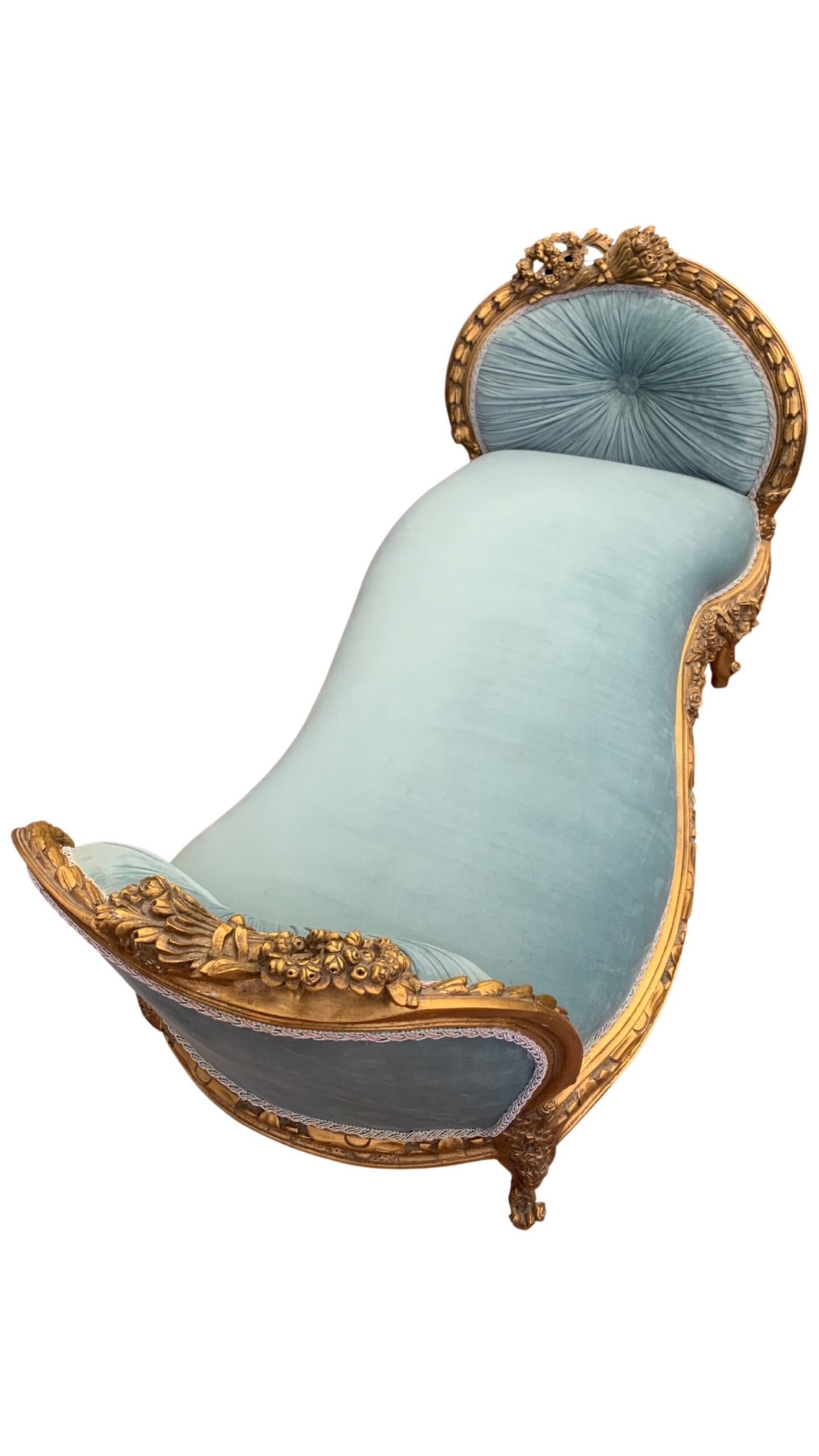 Louis XV French style bench in gold leaf - Image 4