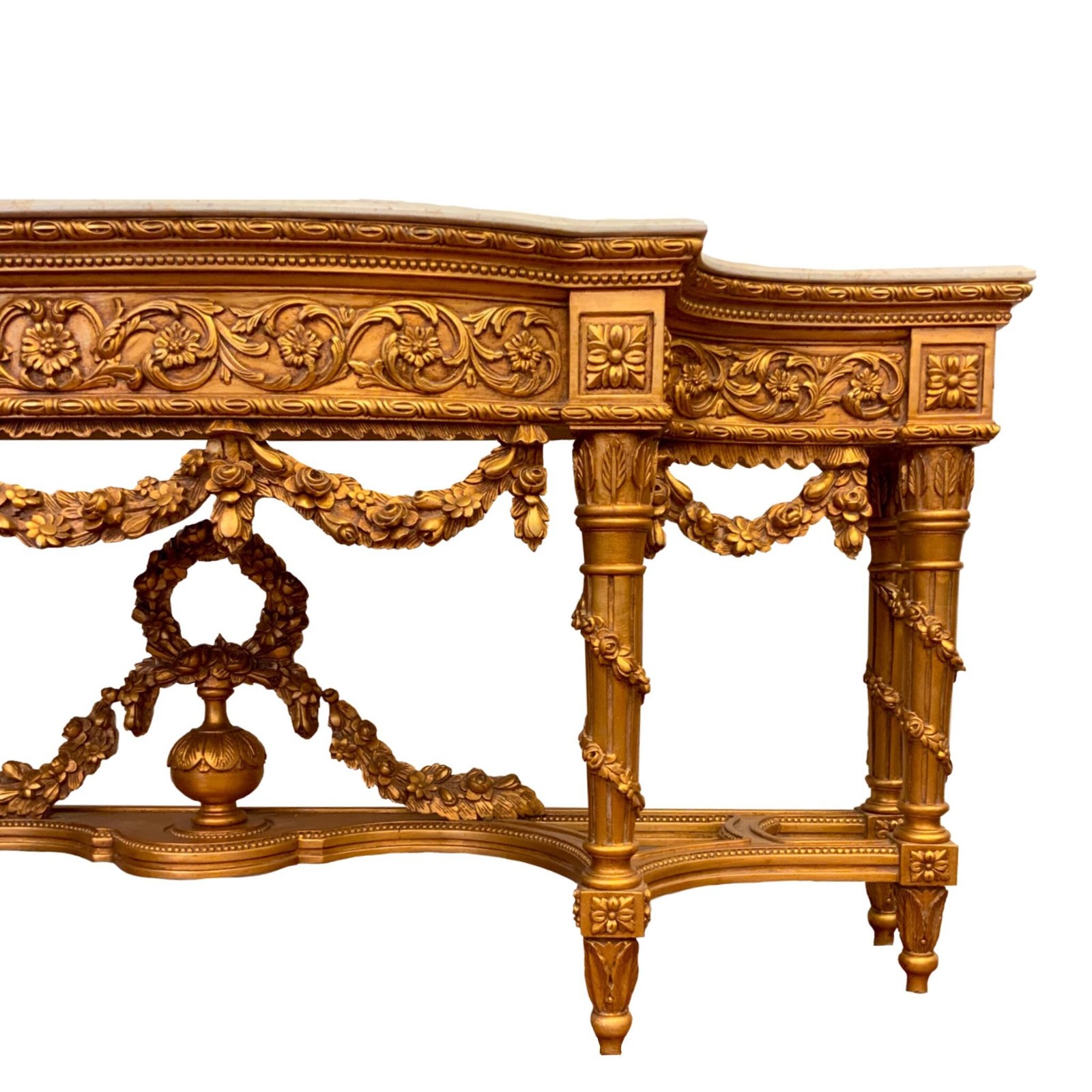 Palatial Italian 19th century Louis XVI style carved and gilt wood grand console with mirror - Image 5