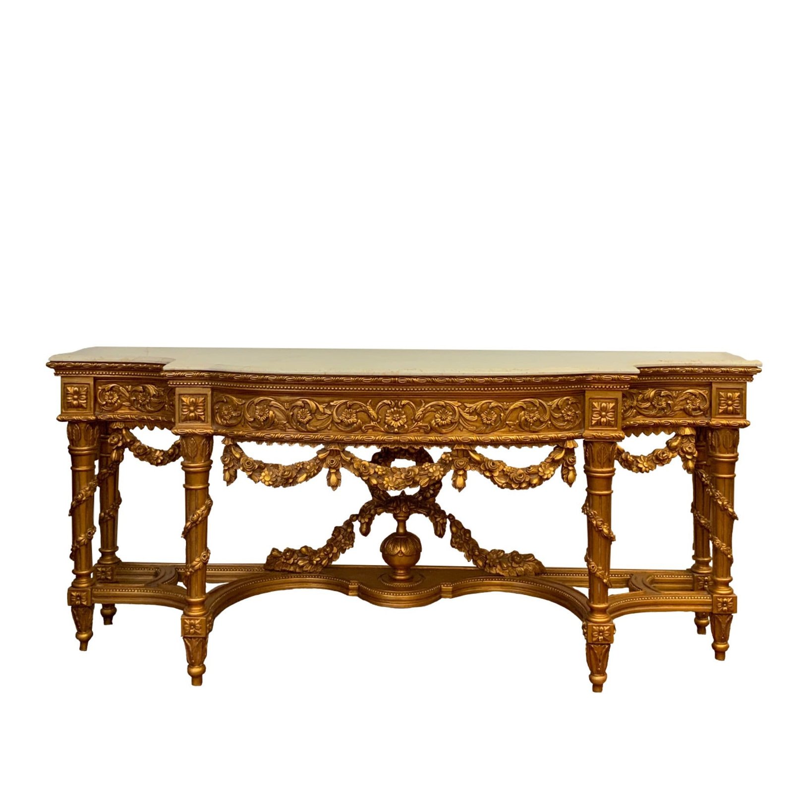 Palatial Italian 19th century Louis XVI style carved and gilt wood grand console with mirror - Image 3