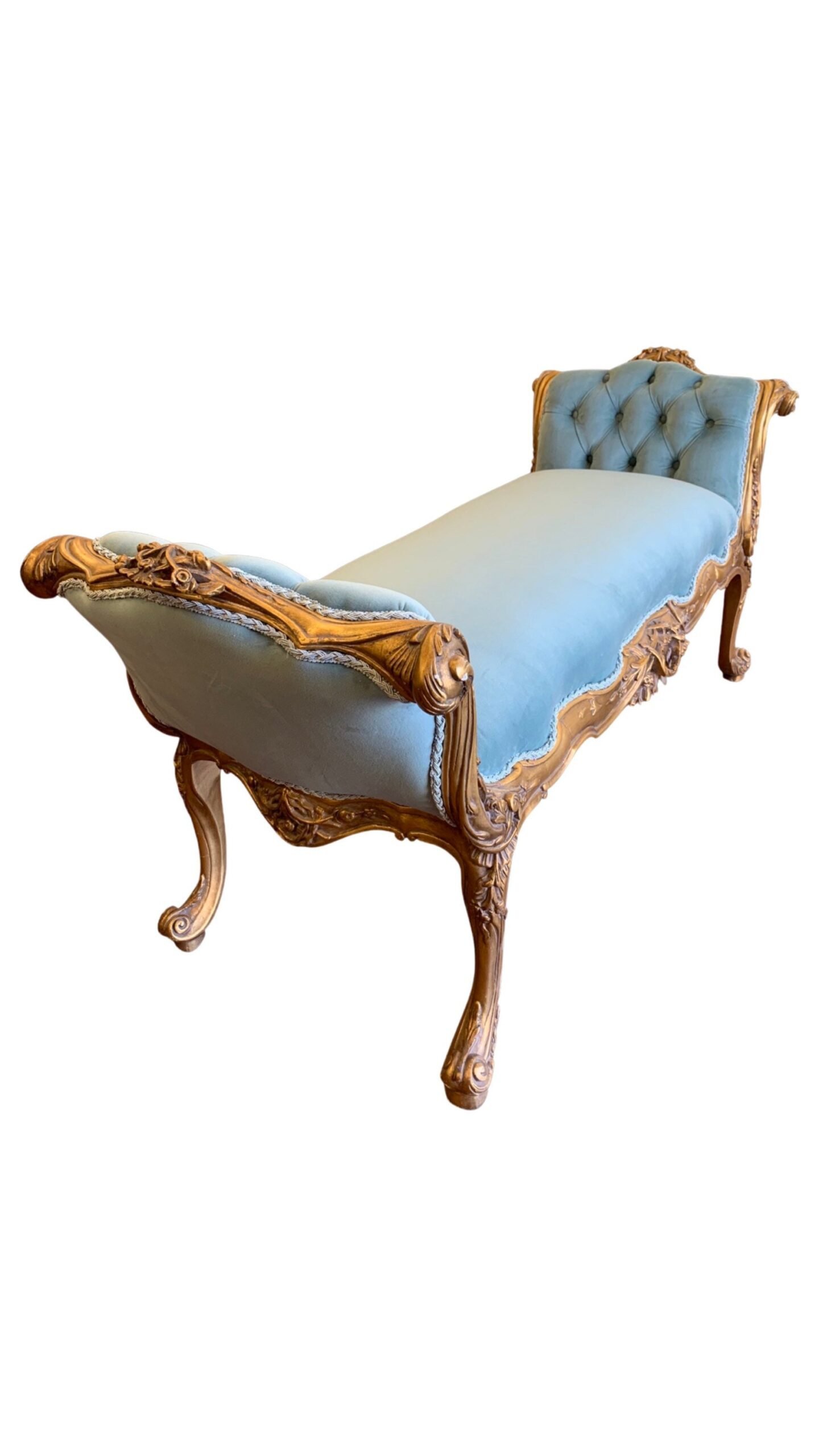 French Louis XV style Settee with ornate hand carvings and tufted seat - Image 2