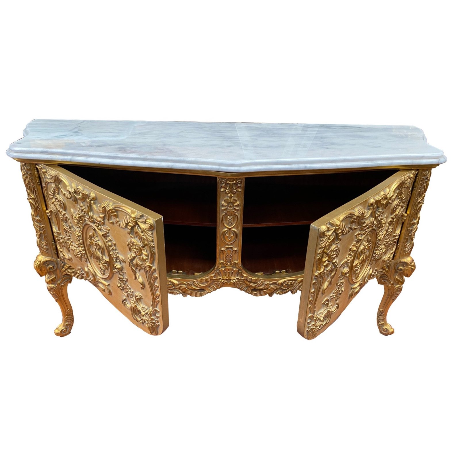 French Louis XV hand carved buffet - 6ft long - Image 3