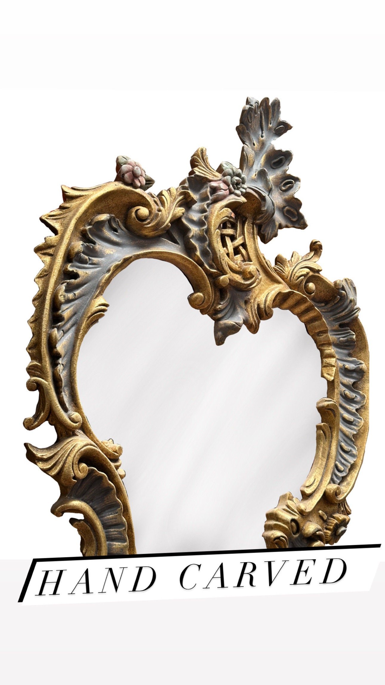 Napoleon style parcel gilt green trianon finish overmantle mirror - Image 2