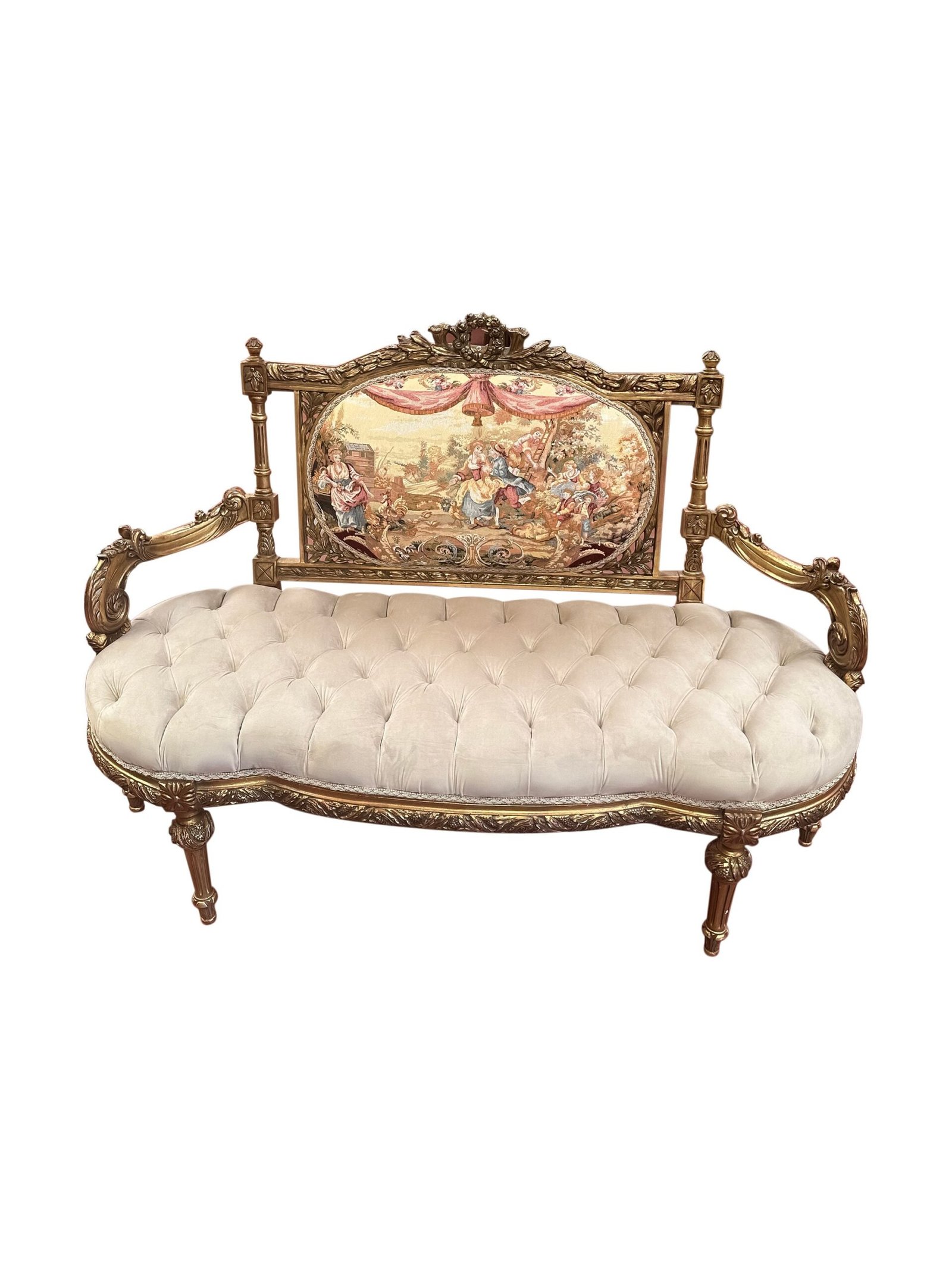 Louis XV French style settee with Embroidery - Image 2