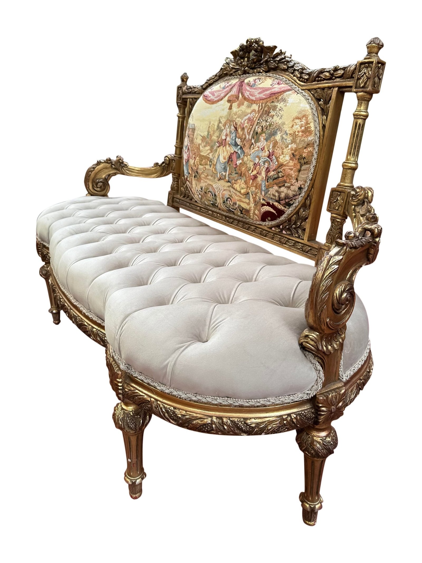Louis XV French style settee with Embroidery - Image 4