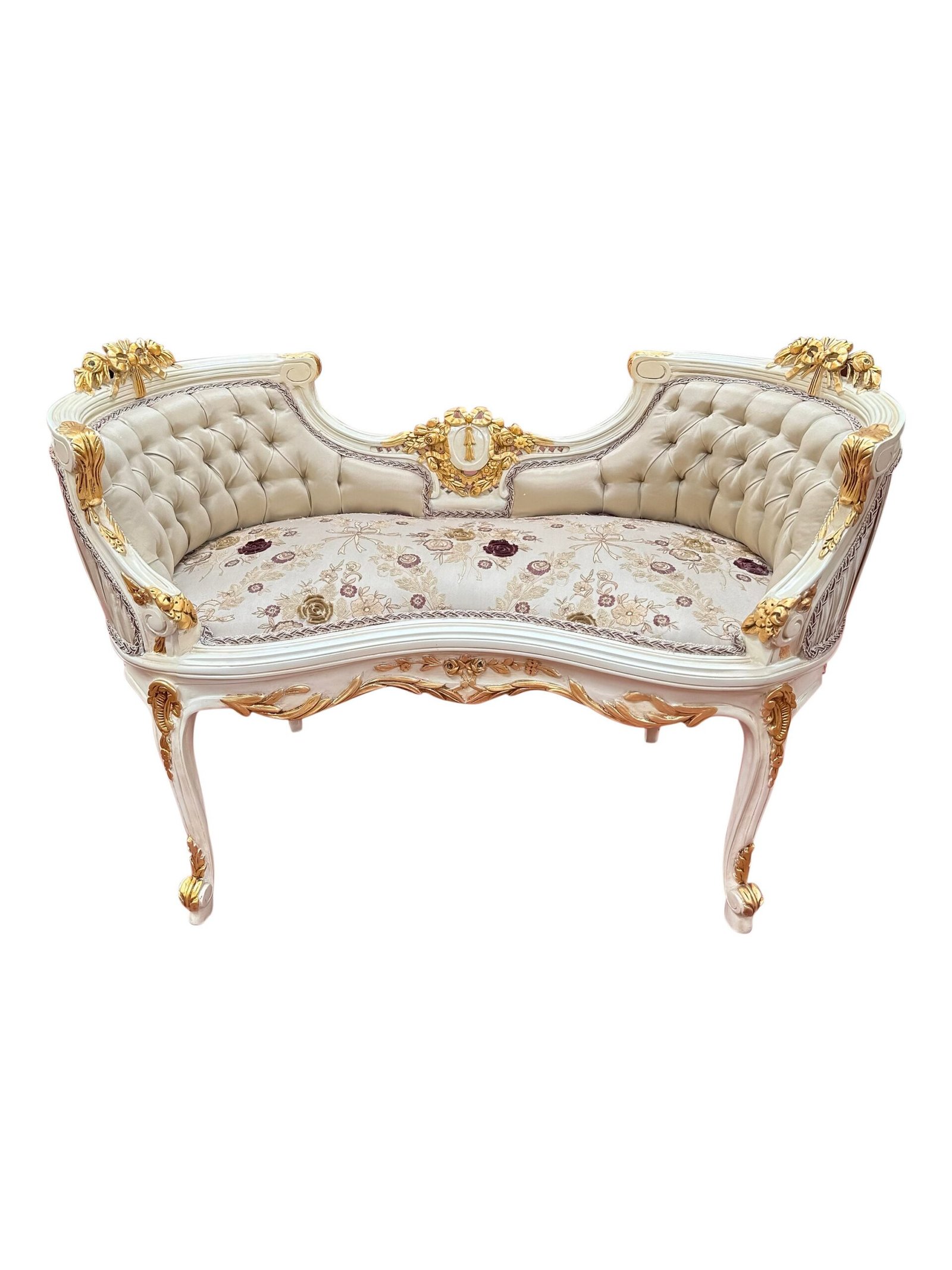 Petite Louis XV French style Carved Settee - Image 2