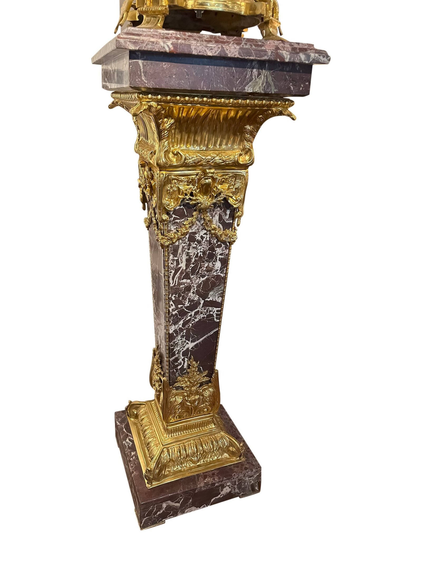 French style Marble pedestal with Brass Accents - Image 3