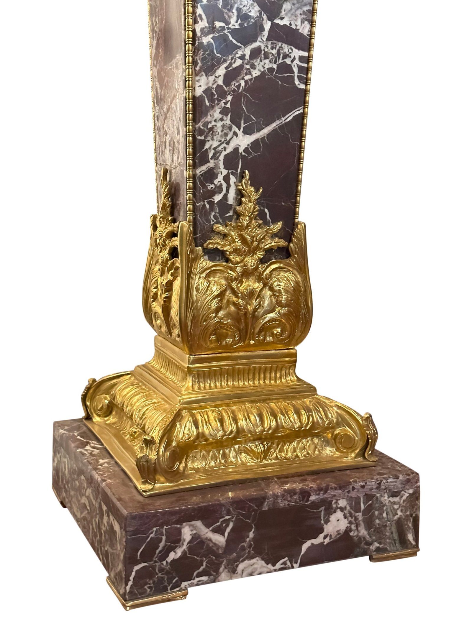 French style Marble pedestal with Brass Accents - Image 4