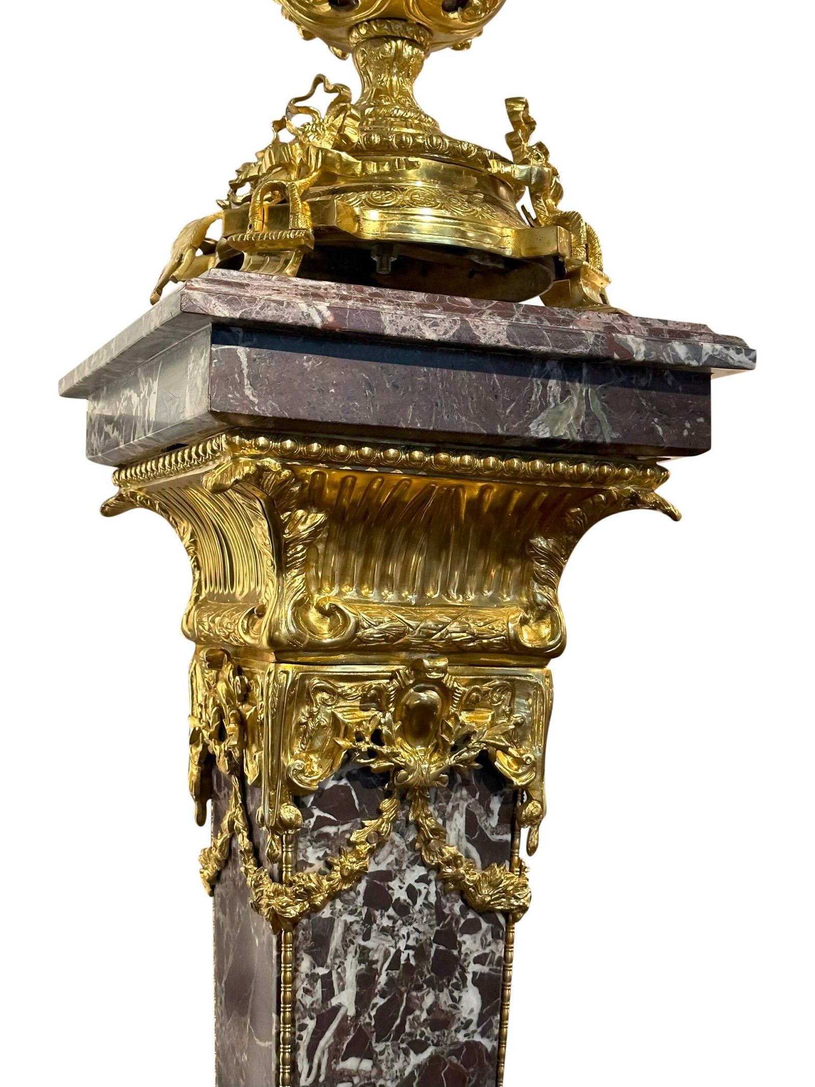 French style Marble pedestal with Brass Accents - Image 5