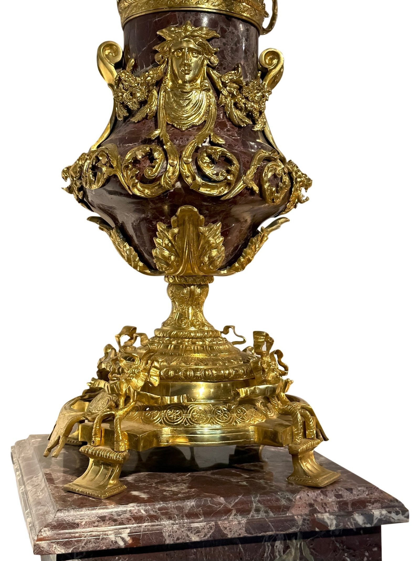 French style Marble pedestal with Brass Accents - Image 7