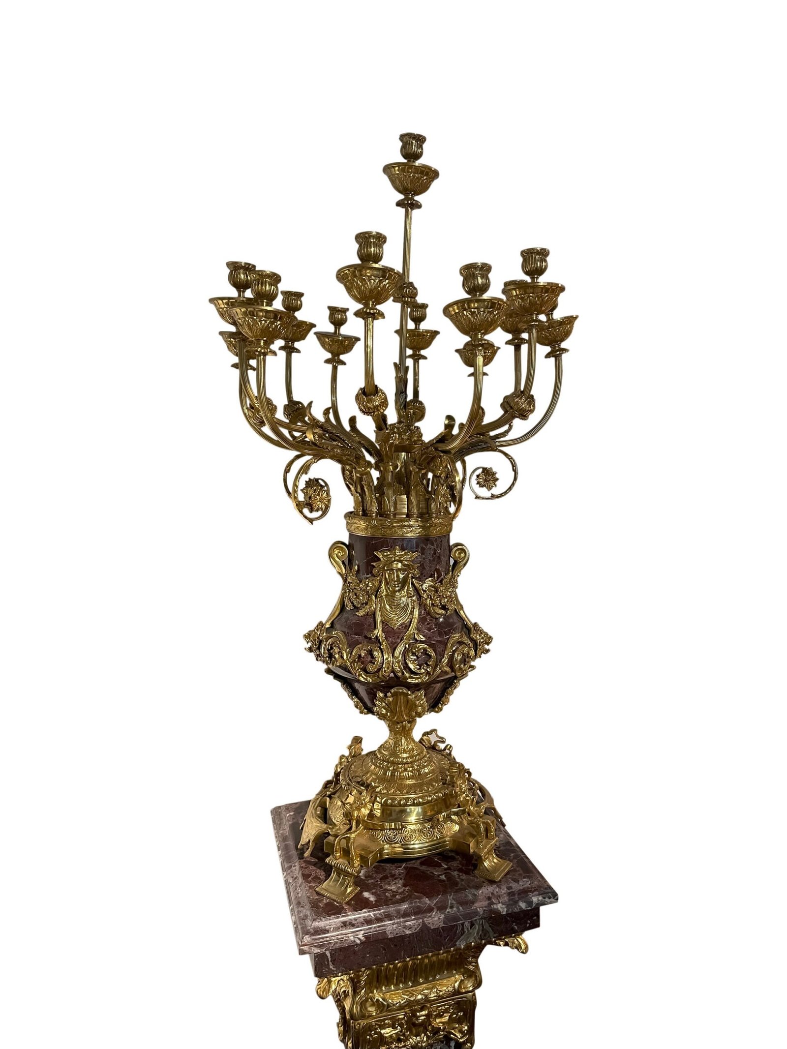 French style Marble pedestal with Brass Accents - Image 8