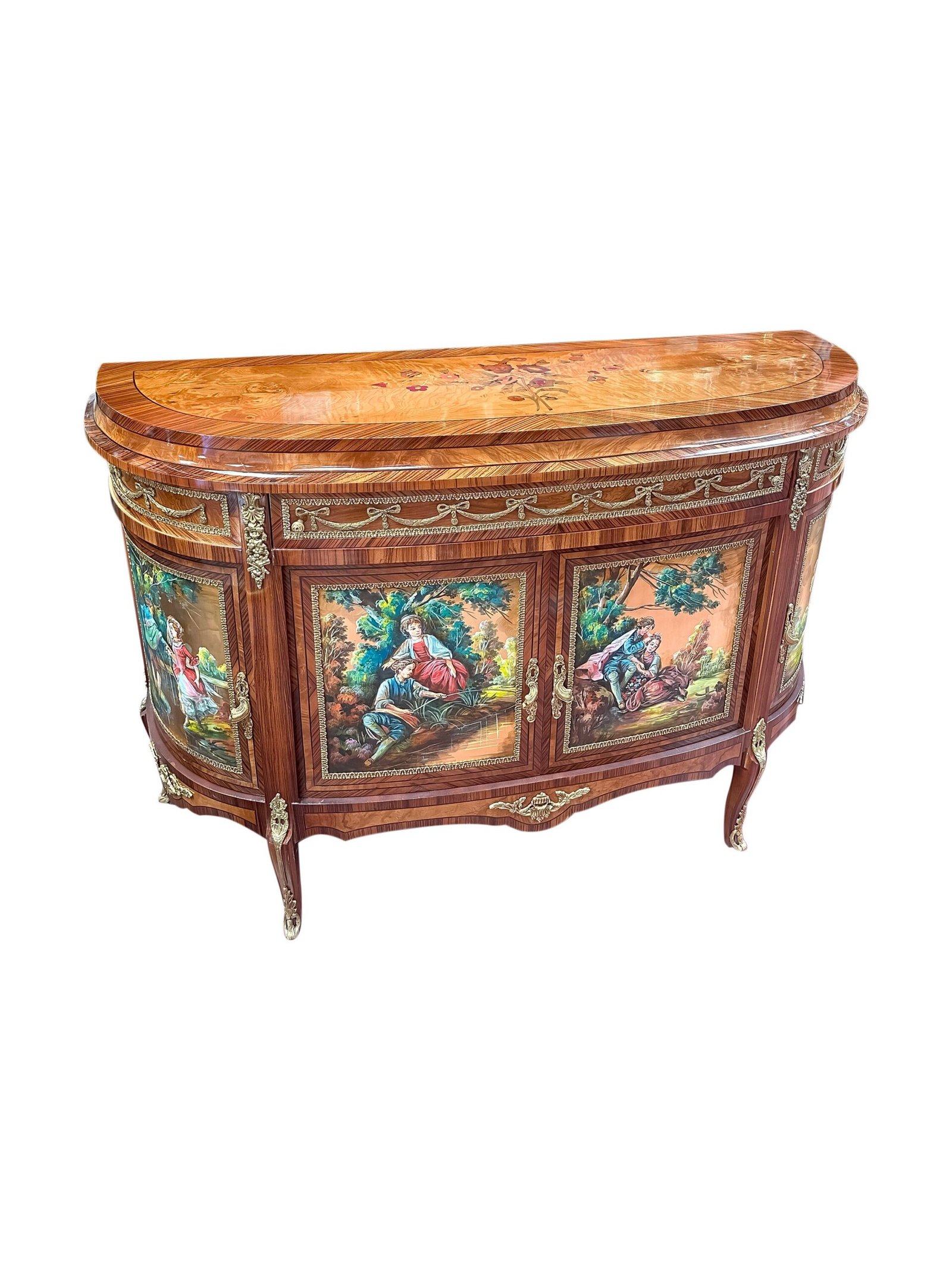 Louis XV French style Buffet with Vernis Martin style oil painting - Image 5