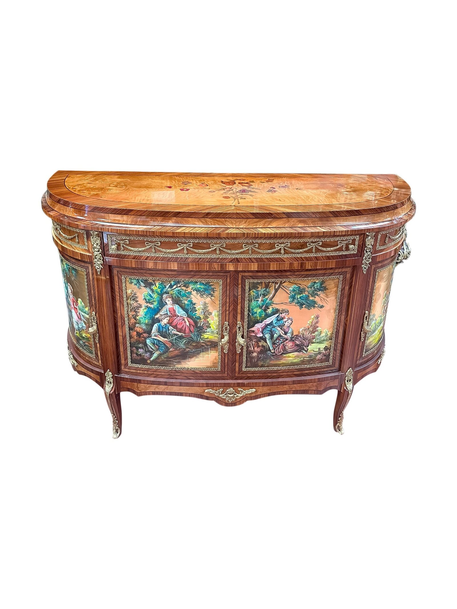Louis XV French style Buffet with Vernis Martin style oil painting - Image 6