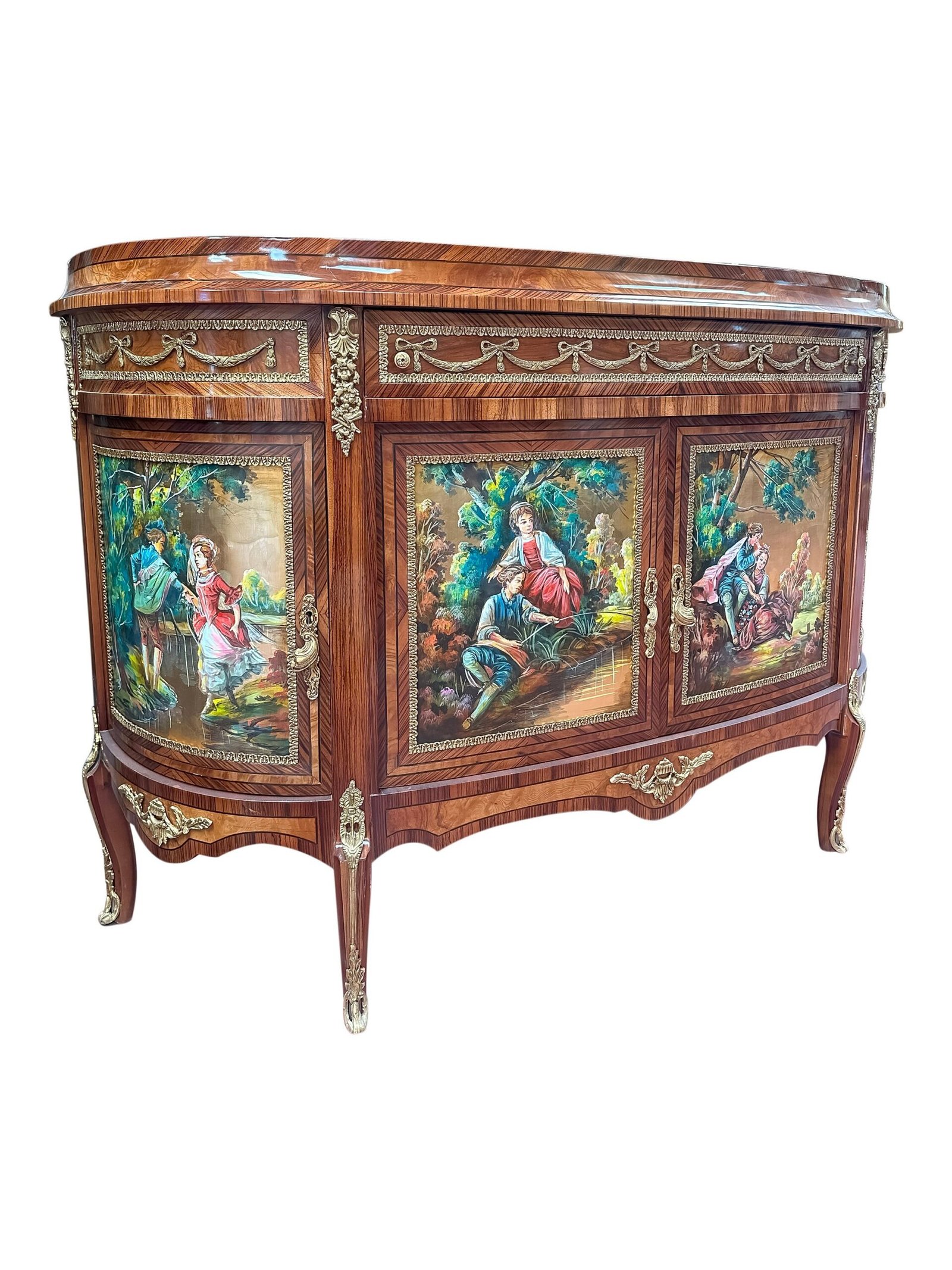 Louis XV French style Buffet with Vernis Martin style oil painting - Image 2