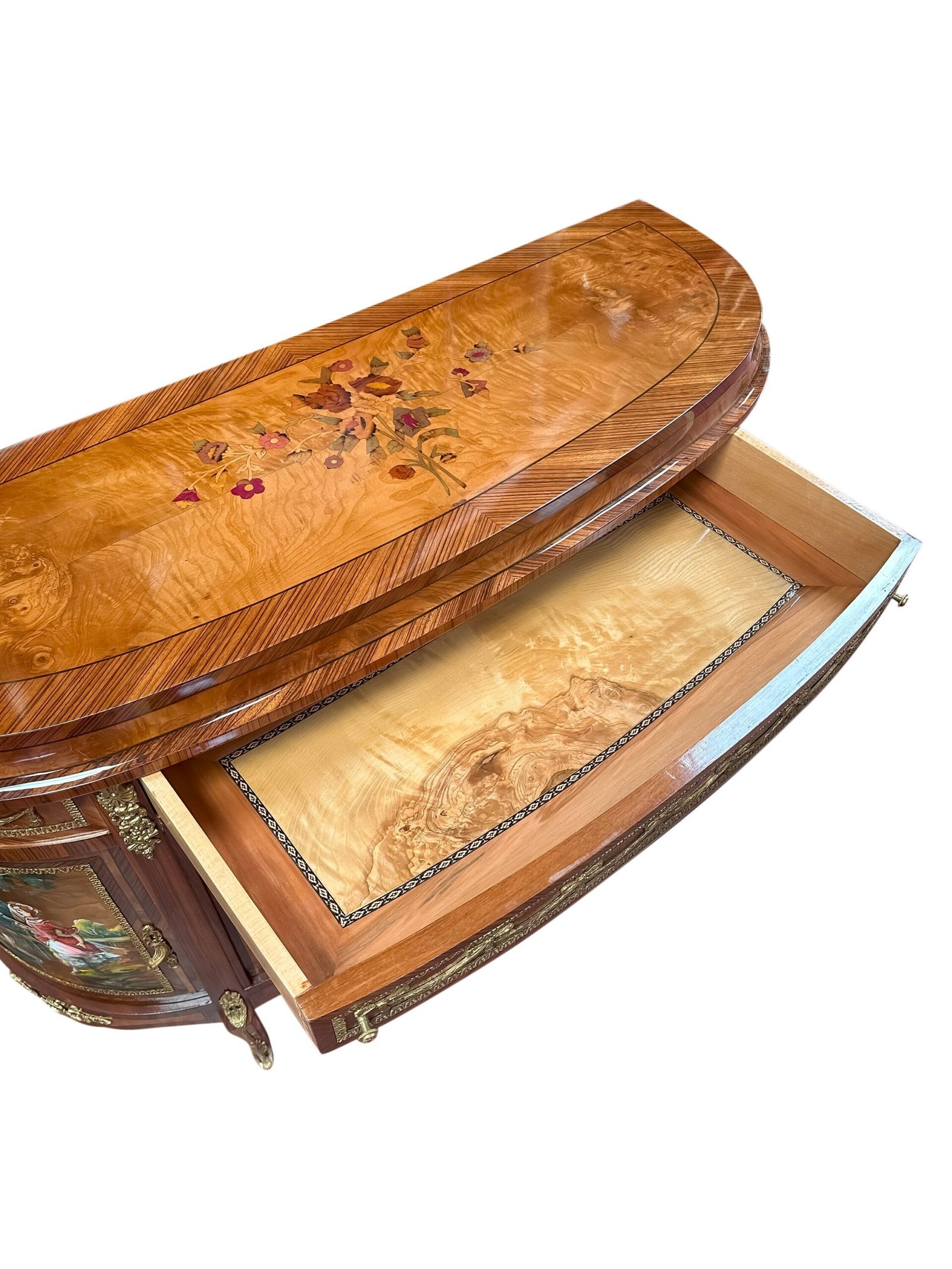 Louis XV French style Buffet with Vernis Martin style oil painting - Image 4