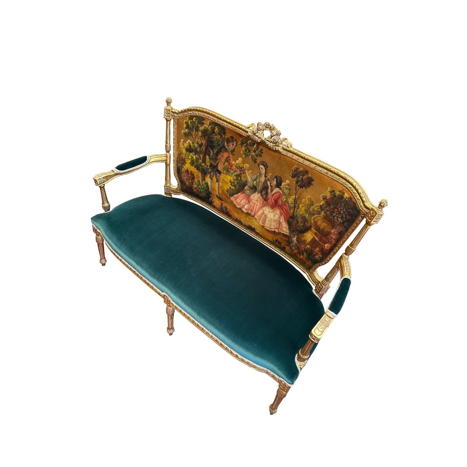 Petite Louis XVI French style settee with chairs - Image 2