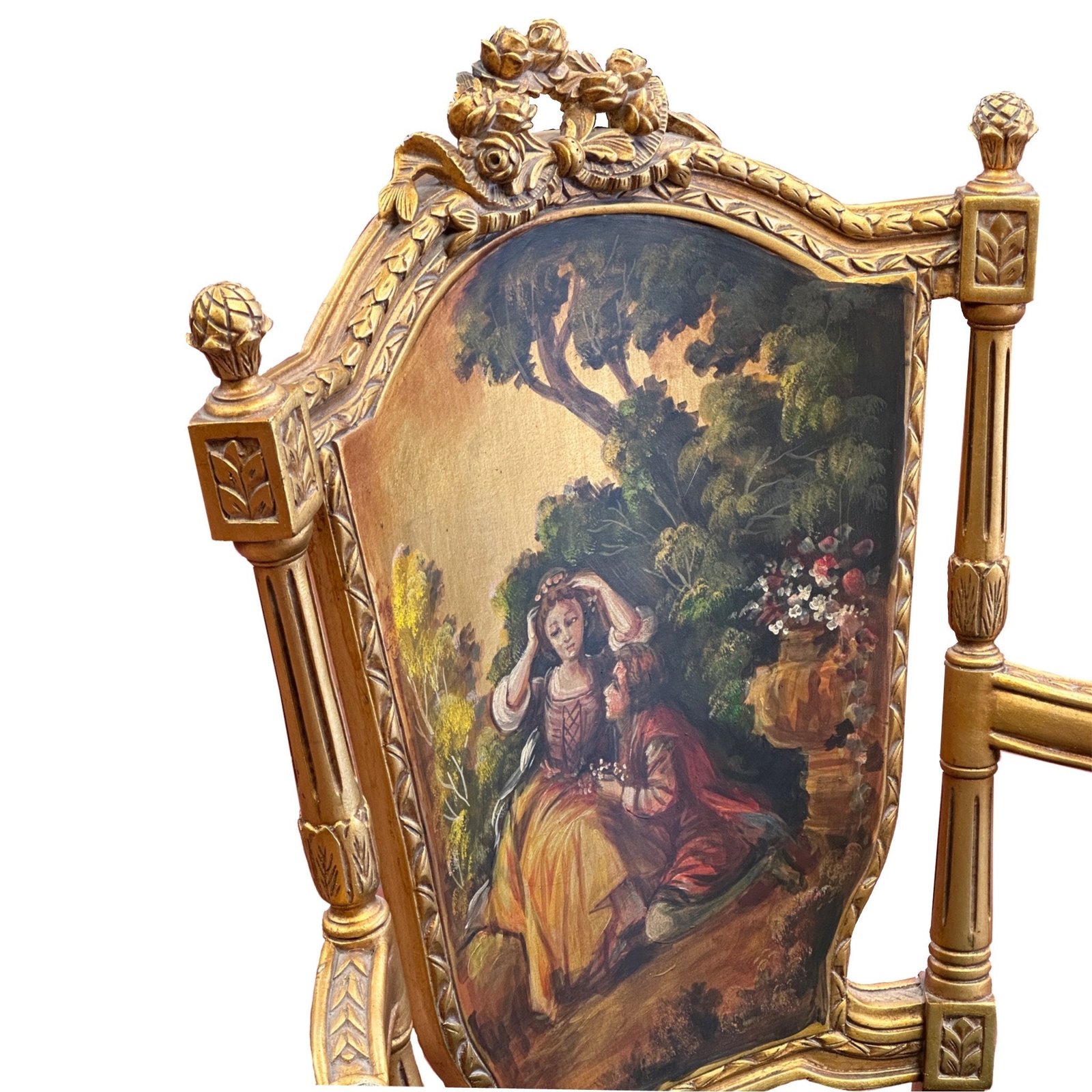 Petite Louis XVI French style settee with chairs - Image 5