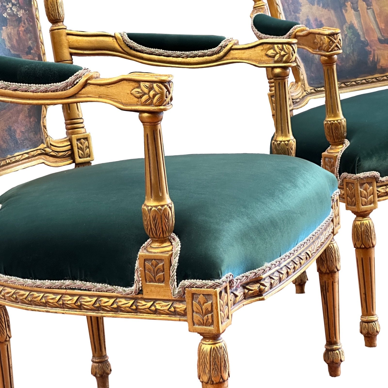 Petite Louis XVI French style settee with chairs - Image 6