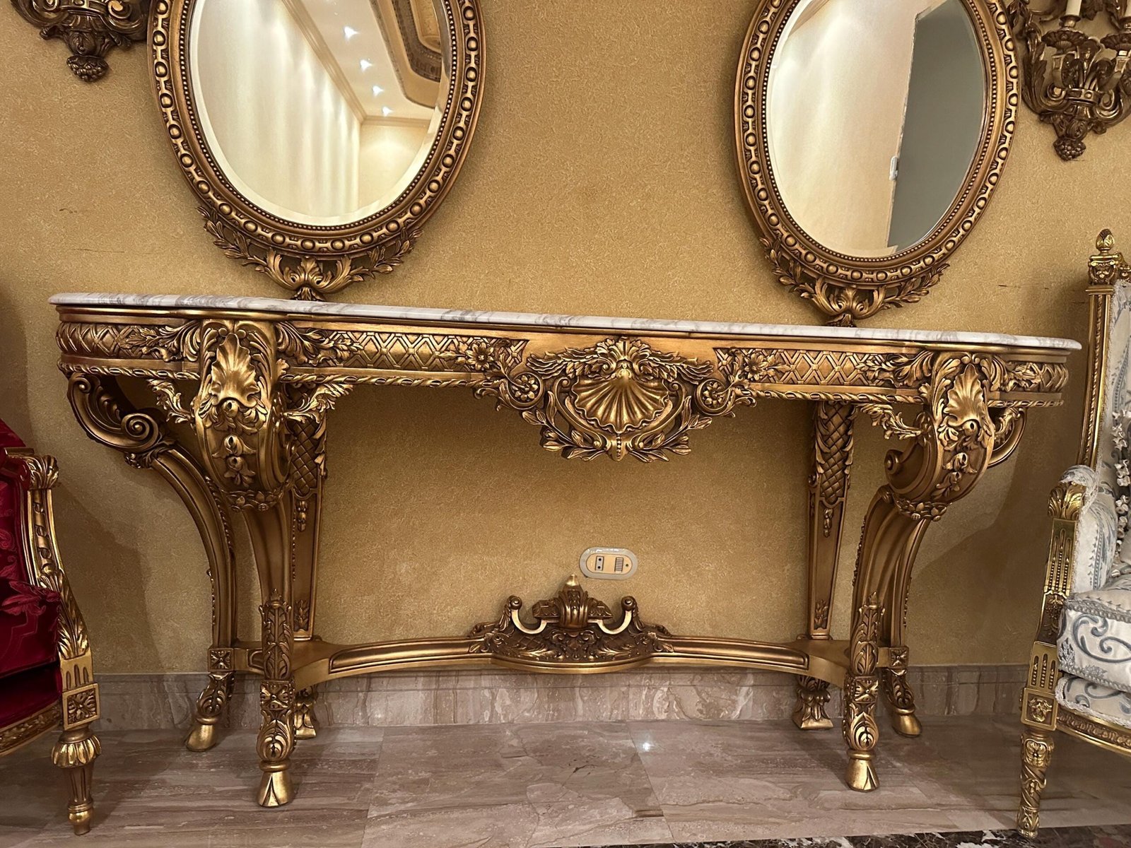 Palatial 19th century Louis XVI style carved and gilt wood grand console - Image 2