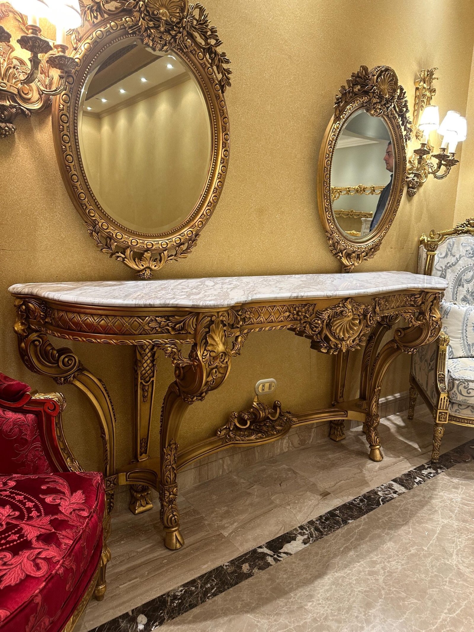 Palatial 19th century Louis XVI style carved and gilt wood grand console - Image 9