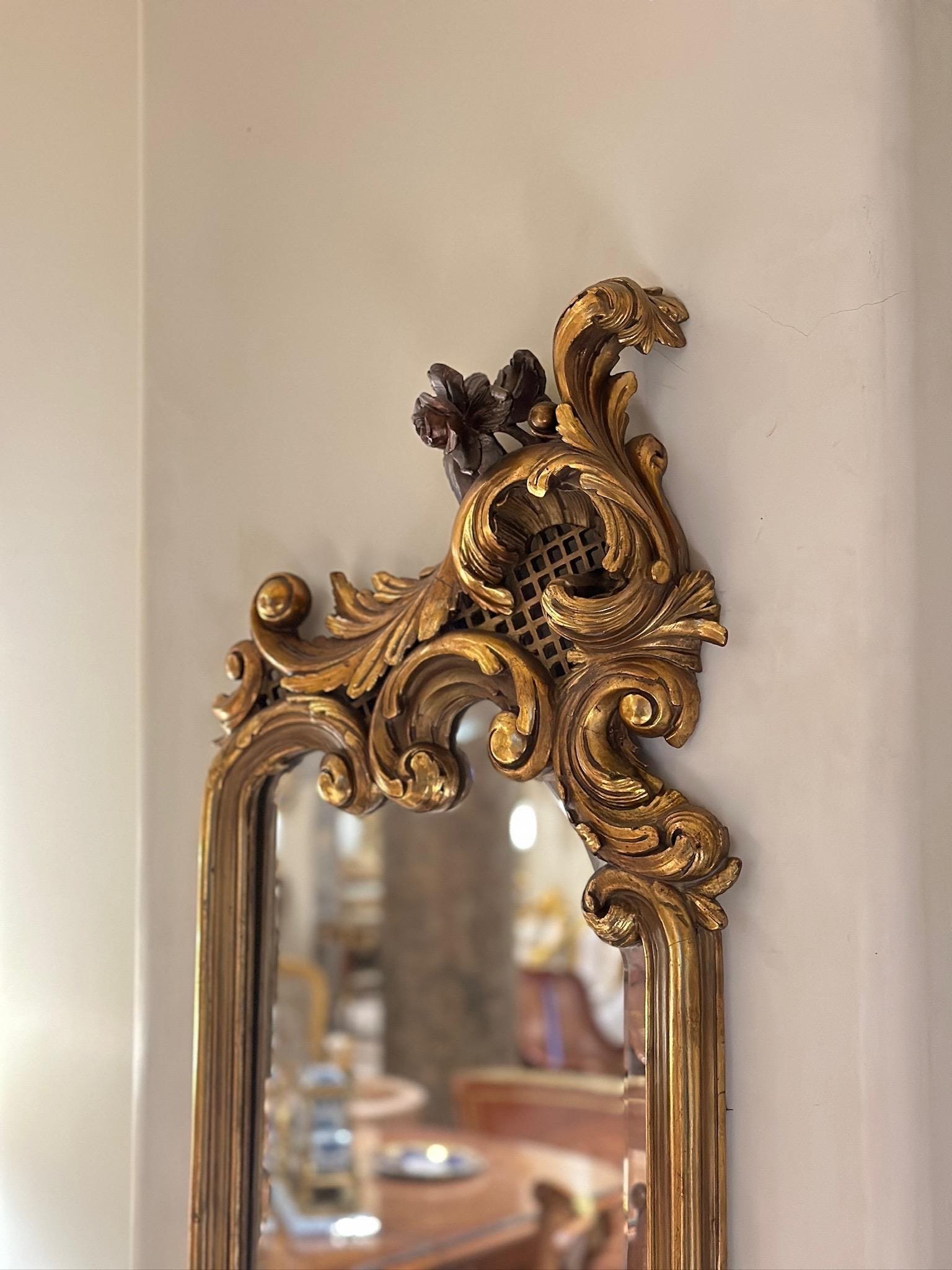 Victorian hand carved French style gilt wood wall mirrors - Image 2